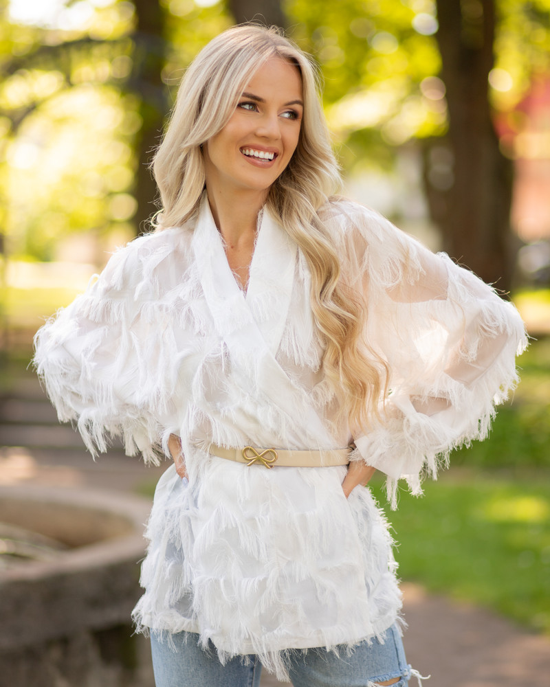 FRINGE JACKET WHITE