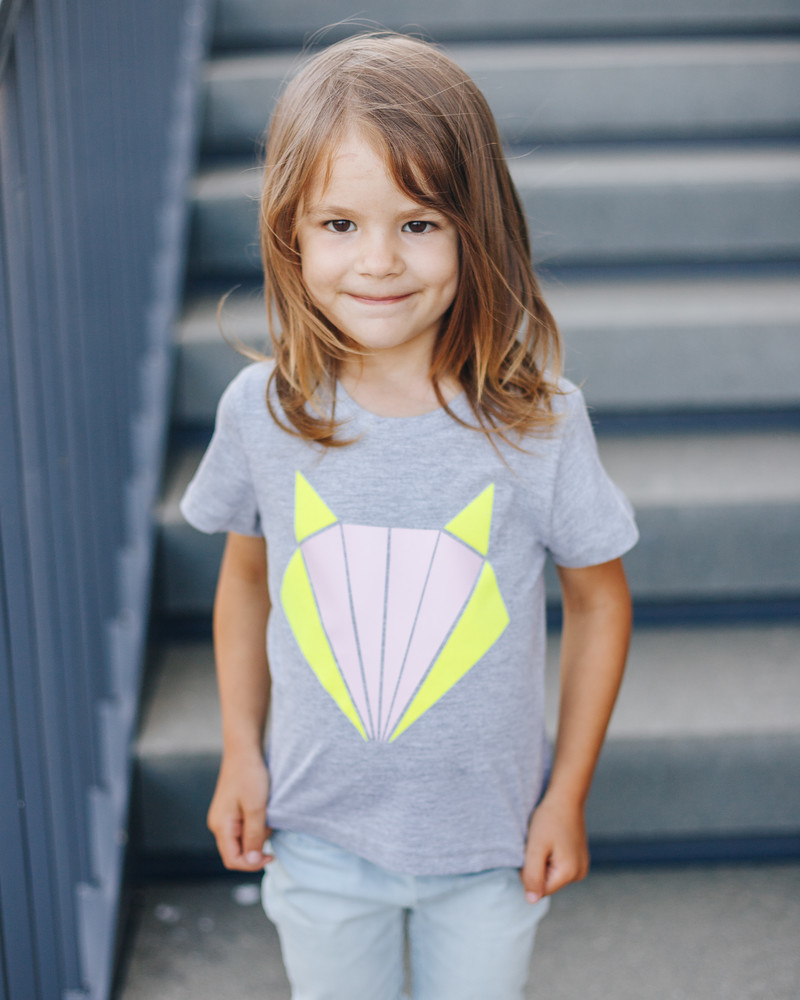 NEON FOX KIDS T-SHIRT LIGHT GREY