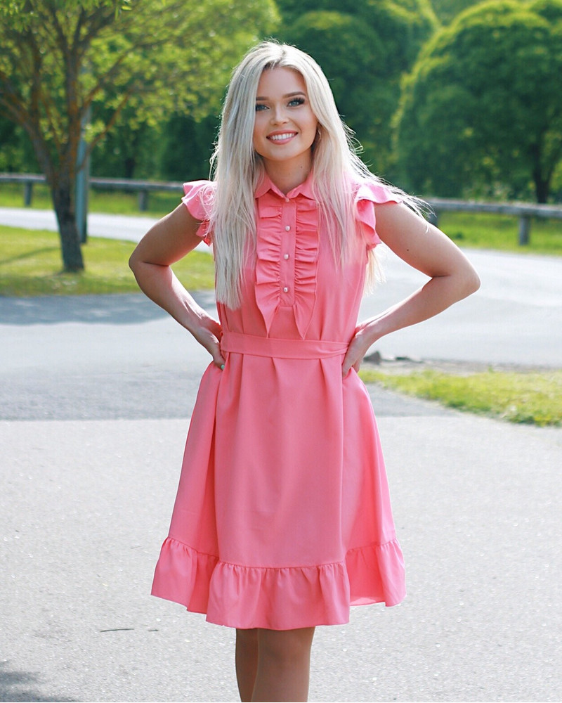 FRILL DRESS CORAL