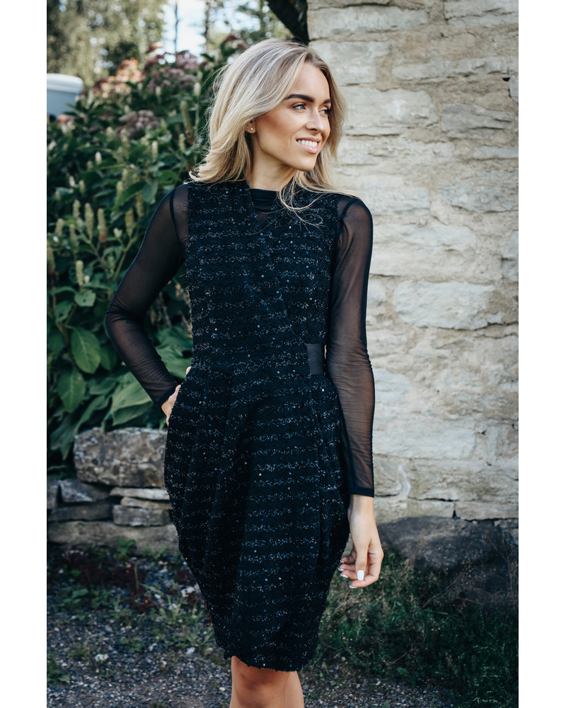 BLACK SPARKLE TULIP POCKET DRESS duplicate