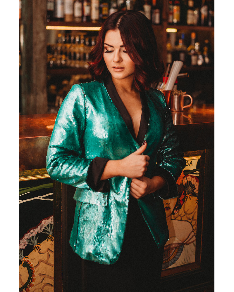 CHIC GREEN SEQUIN JACKET