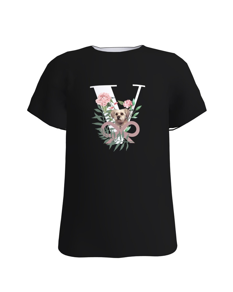 LETTER V KIDS T-SHIRT BLACK