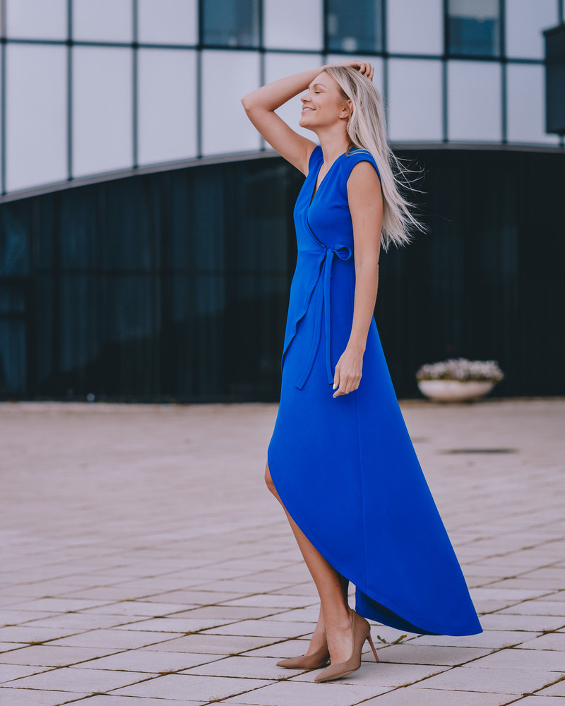WRAP MAXI DRESS ELECTRIC BLUE