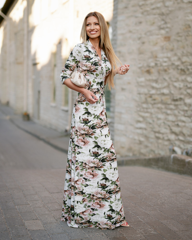 PASTEL PEONY MAXI ELEGANT DRESS