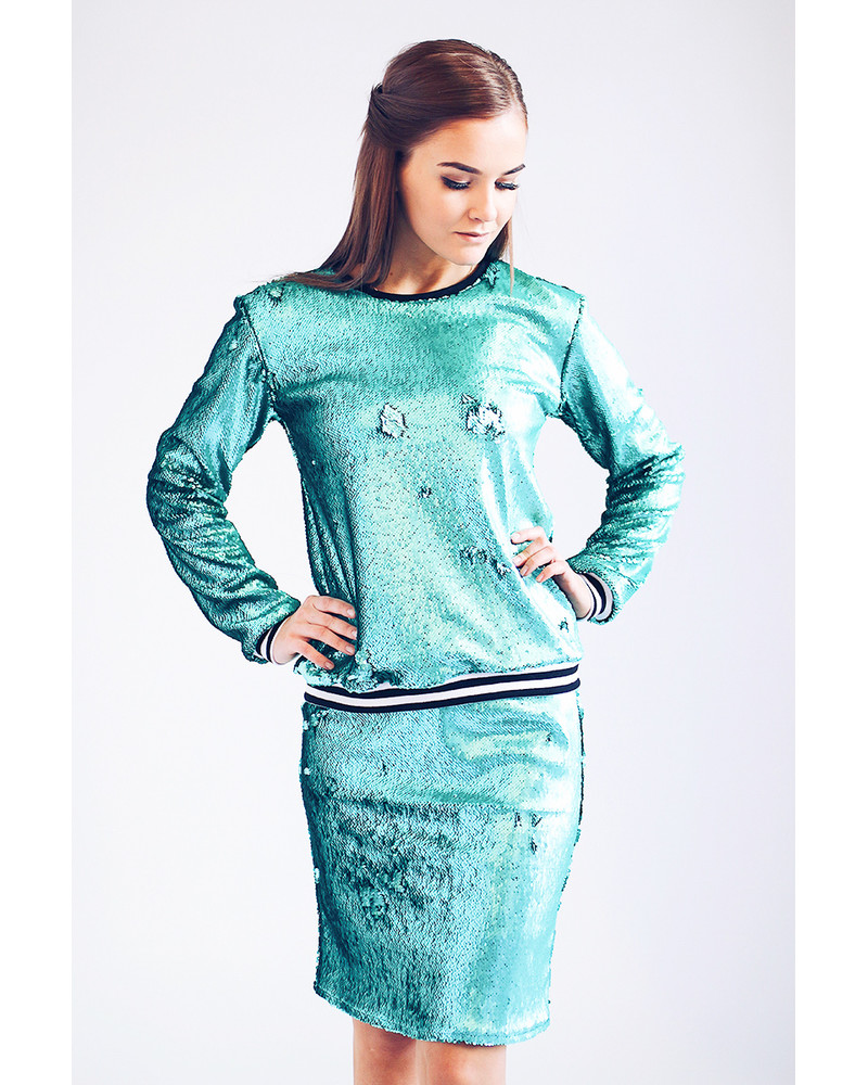 GREEN SEQUIN SWEATER