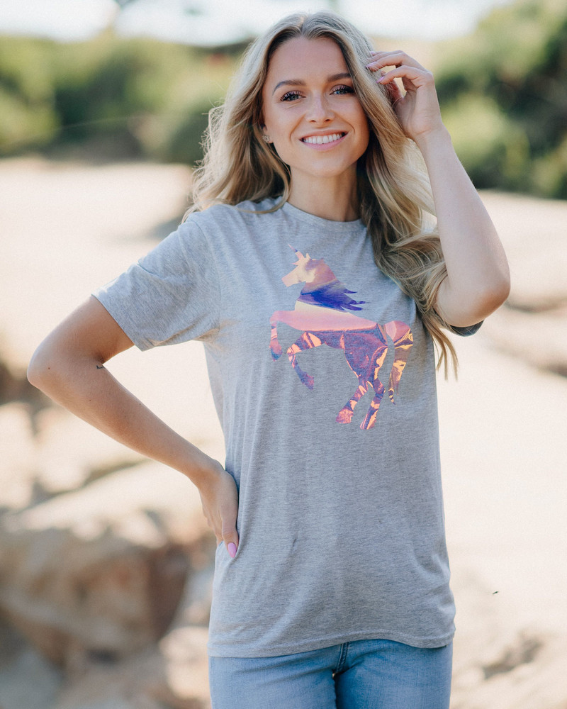 SUMMER UNICORN SLIM T-SHIRT LIGHT GREY