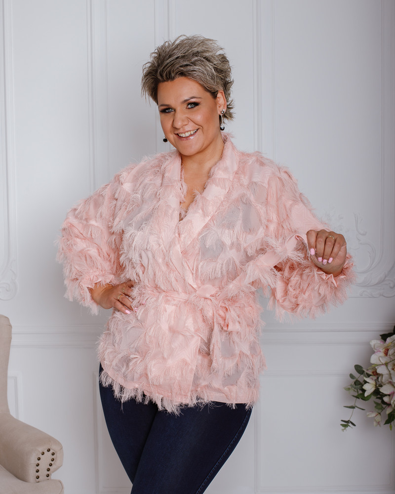 FRINGE PLUS JACKET PEACHY