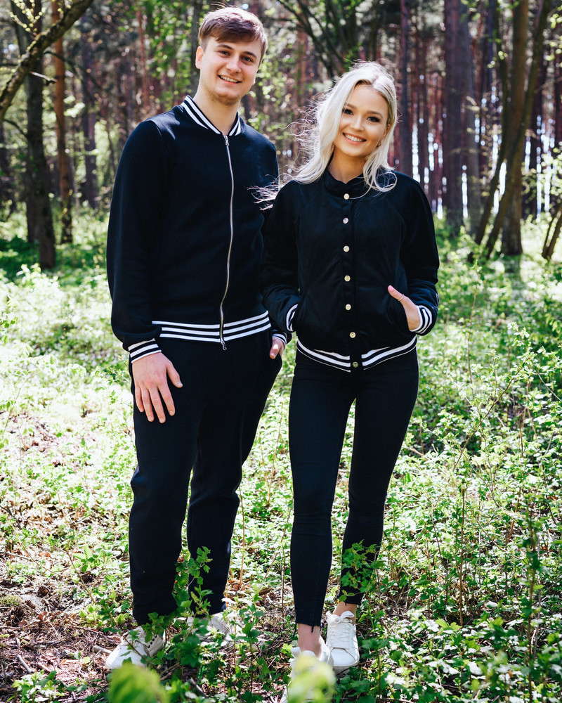 STRIPE  ZIPPER BOMBER FOR HIM BLACK