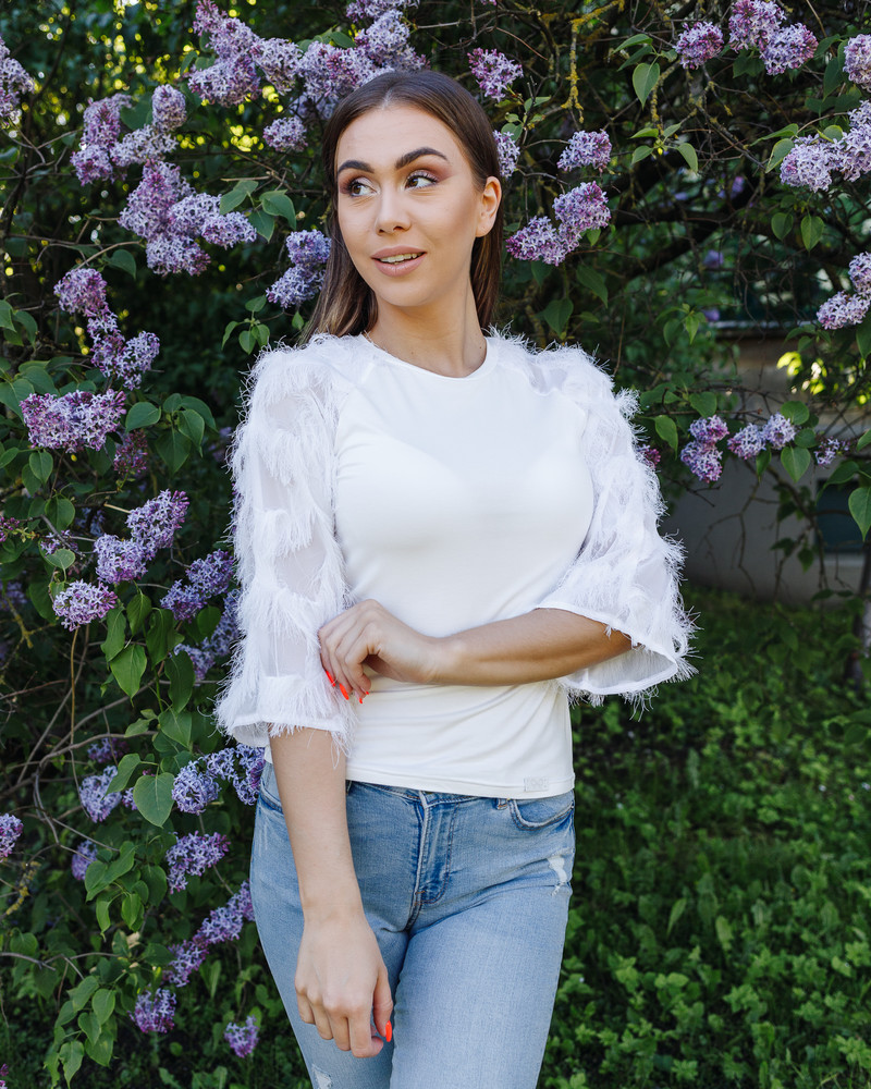 FRINGE RAGLAN SHIRT WHITE
