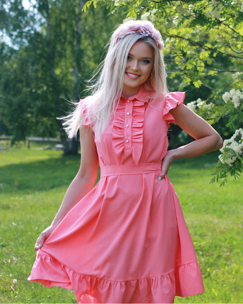 FRILL DRESS CORAL