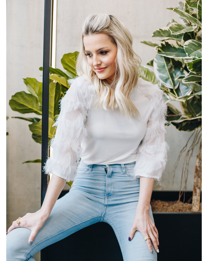 FRINGE RAGLAN SHIRT WHITE