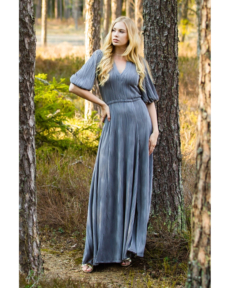OLIVIA WAVE MAXI DRESS GREY