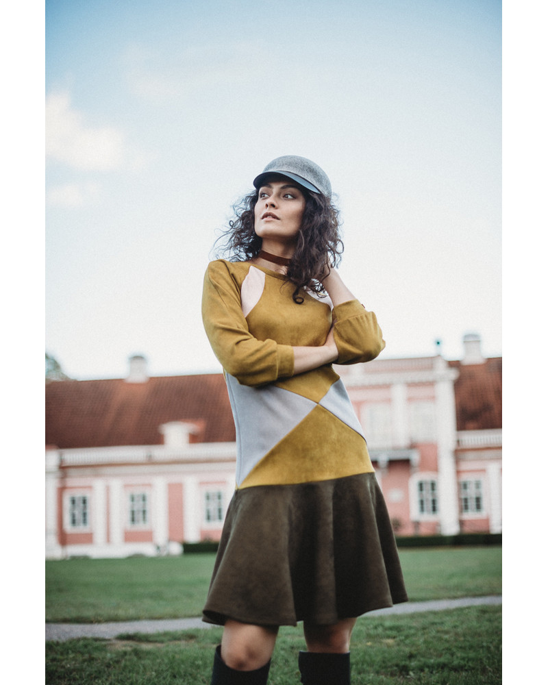 MUSTARD TRIANGLE CIRCLE DRESS