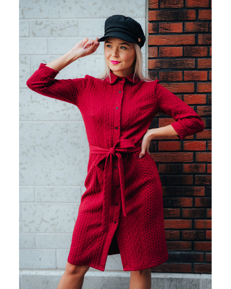 RED BOYFRIEND KNIT DRESS