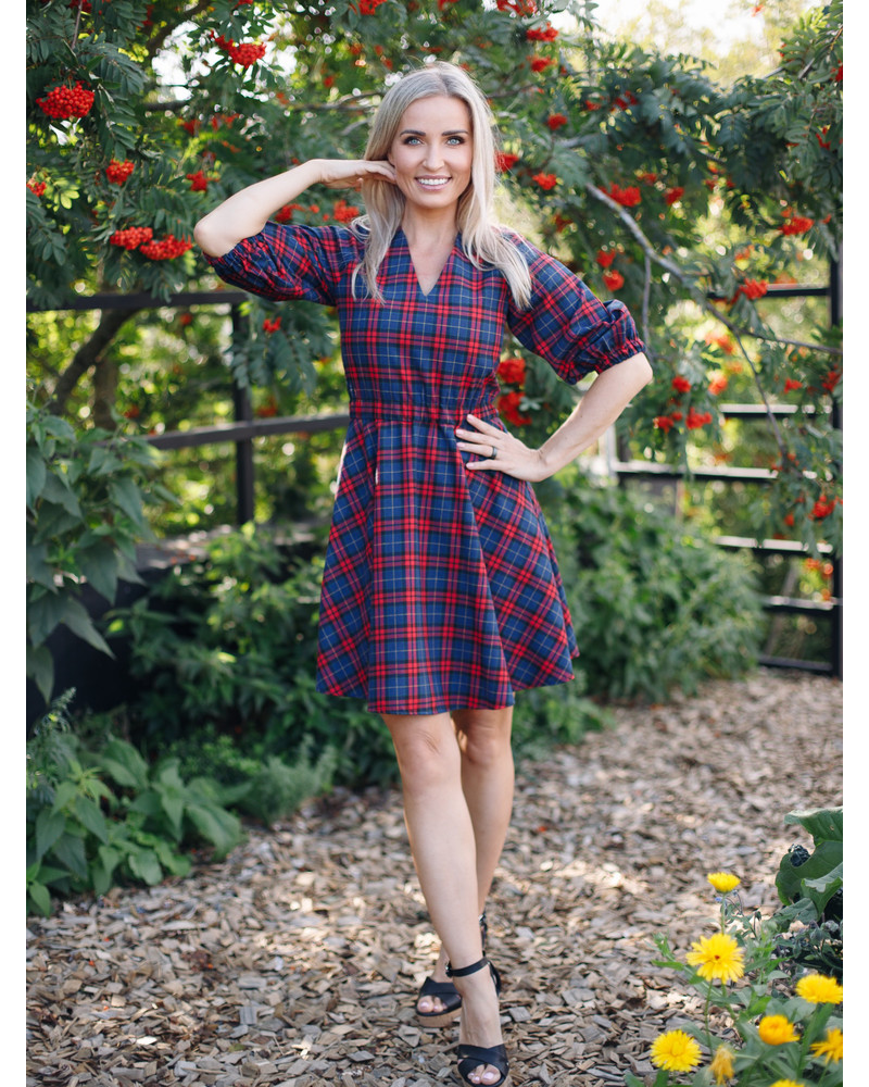 PUFF CIRCLE DRESS SQUARED RED