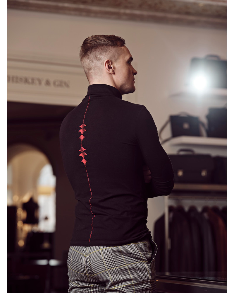 BLACK RED SOUNDWAVE TURTLENECK