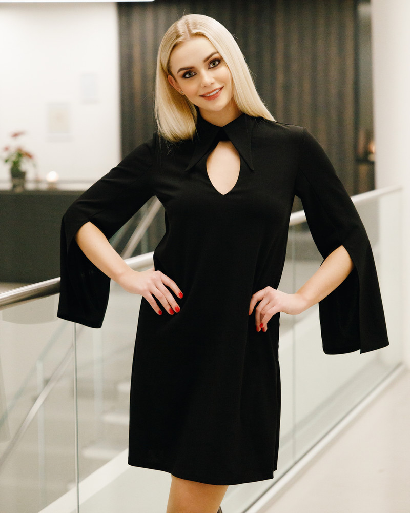 SLIT SLEEVES DRESS BLACK