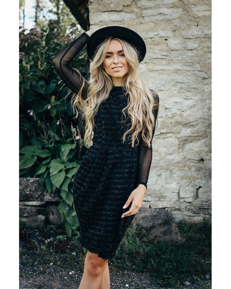 BLACK SPARKLE TULIP POCKET DRESS duplicate