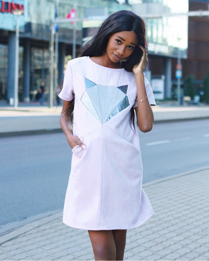 FOX POCKET MINI DRESS SUEDE BLUSH