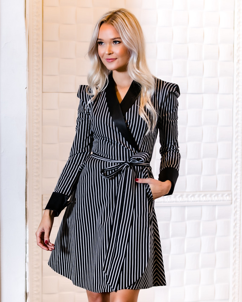 MOON DRESS BLACK AND GREY STRIPE
