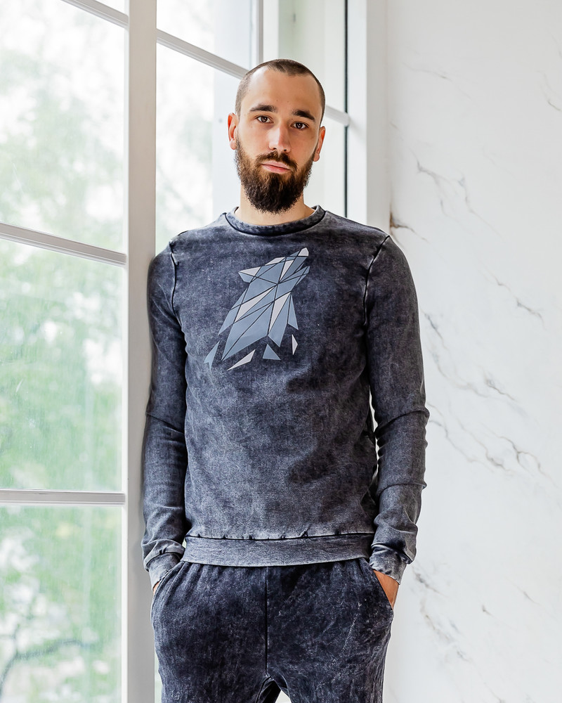 REFLECTOR WOLF MEN SWEATSHIRT ACID WASH