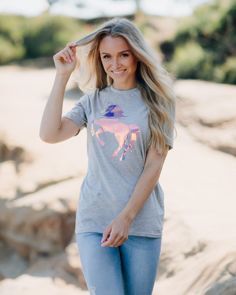 SUMMER UNICORN SLIM T-SHIRT LIGHT GREY