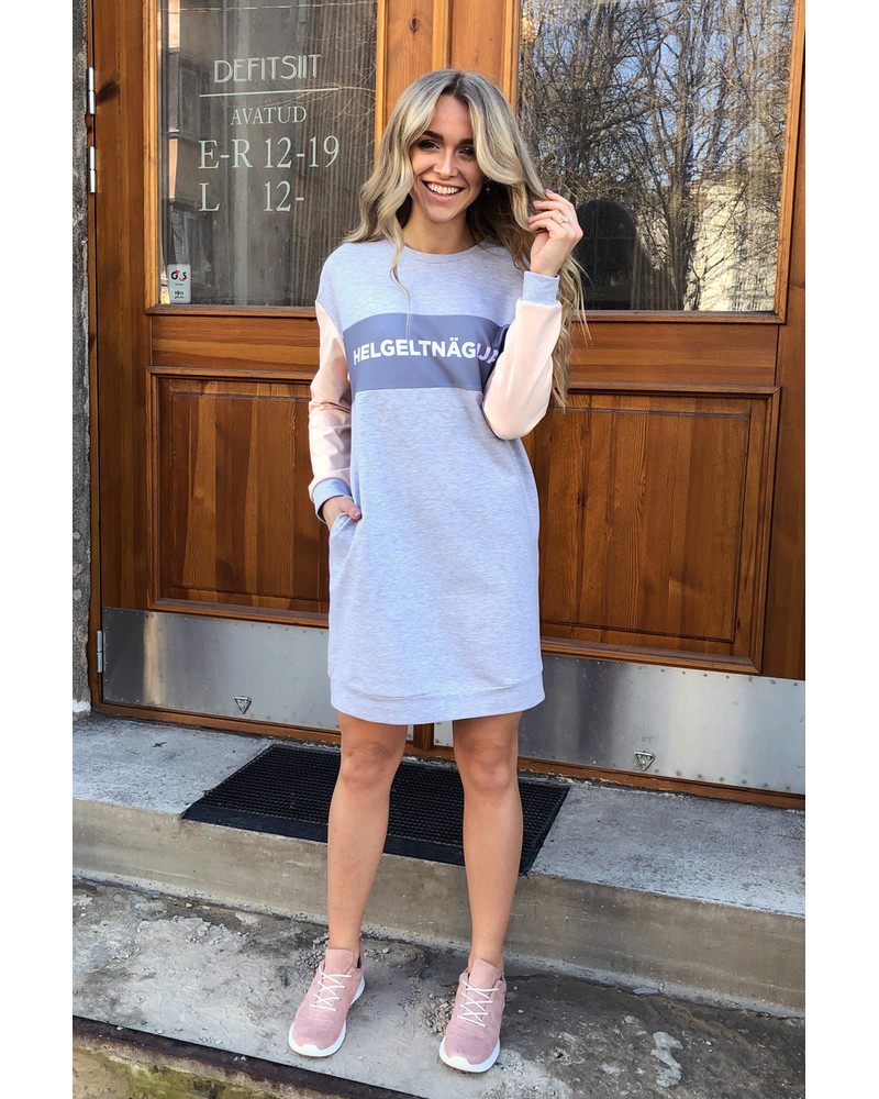 HELGELTNÄGIJA OVERSIZE SWEATER DRESS GREY