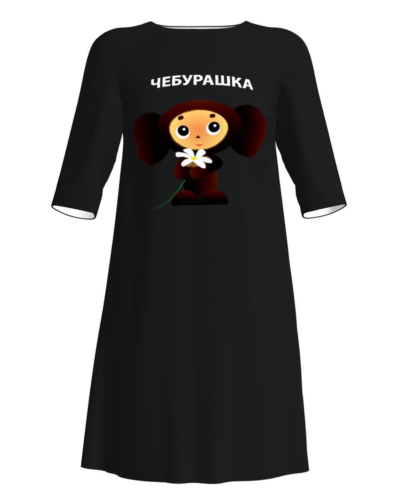 TŠEBURAŠKA PRINT DRESS BLACK