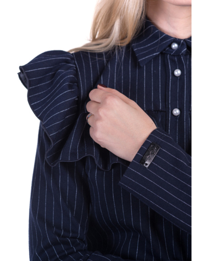 BLUE STRIPE SQUARE FRILL SET