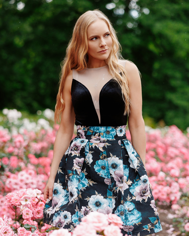 PETUNIA SKIRT JACQUARD FLOWER BLACK
