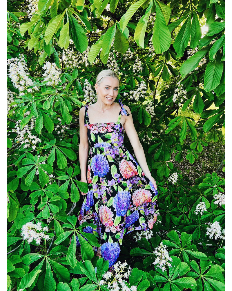 HORTENSIA KNOT MIDI DRESS BLACK