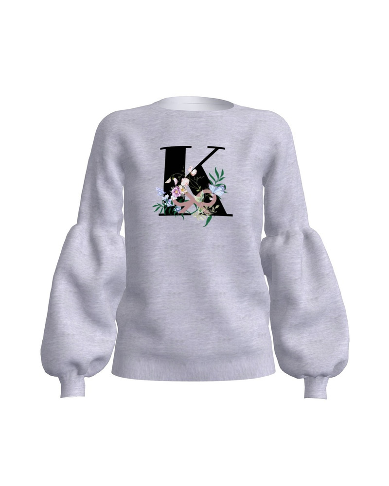 LETTER K FLORAL ALICE SWEATSHIRT LIGHT GREY