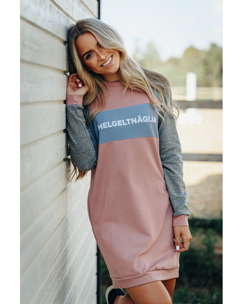 HELGELTNÄGIJA SWEATER DRESS GREY & PINK