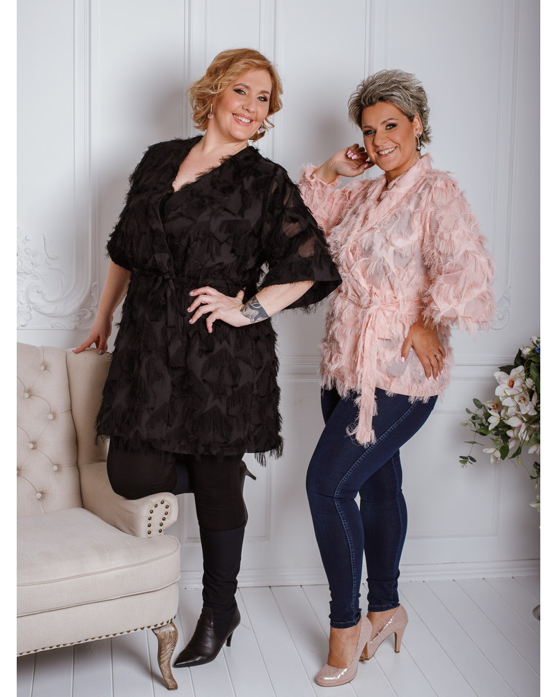 FRINGE PLUS JACKET PEACHY