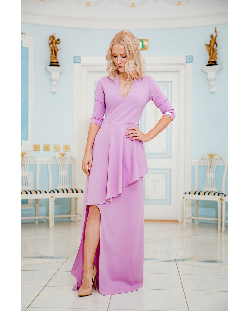 ASYMMETRIC LILAC MAXI DRESS