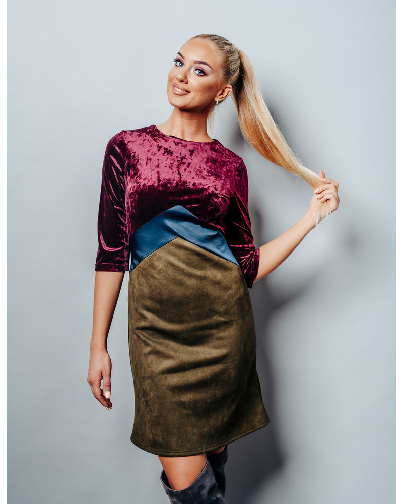 Burgundy trio mini dress