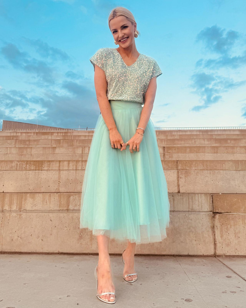 MINT MESH MIDI SKIRT