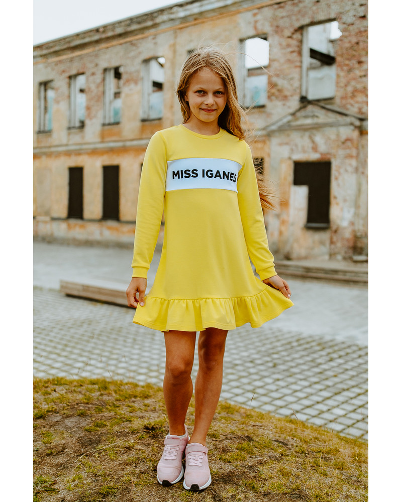MISS IGANES KIDS FRILL DRESS YELLOW