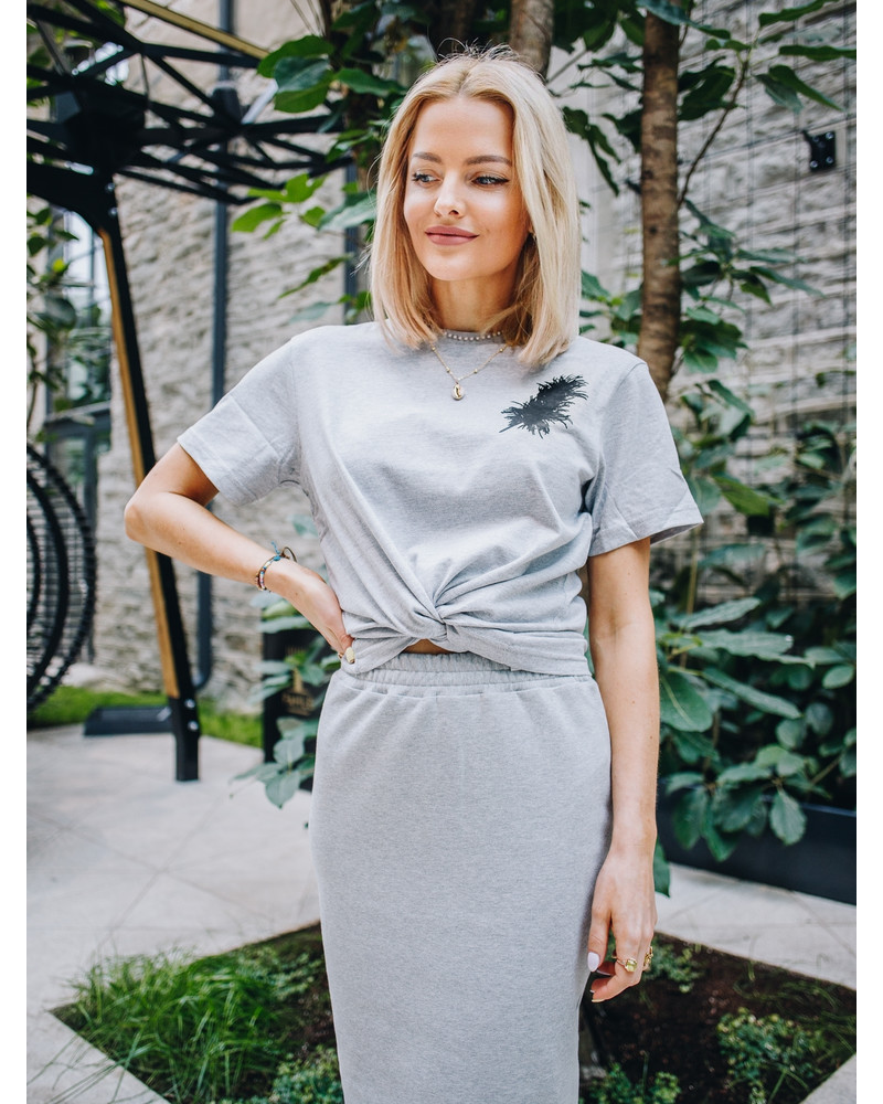 PENCIL SKIRT GREY TRIKO
