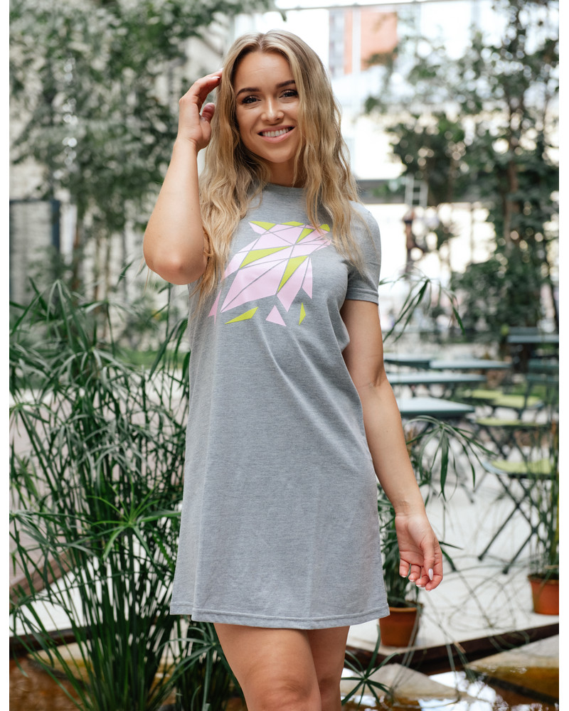 WOLF PRINT DRESS GREY