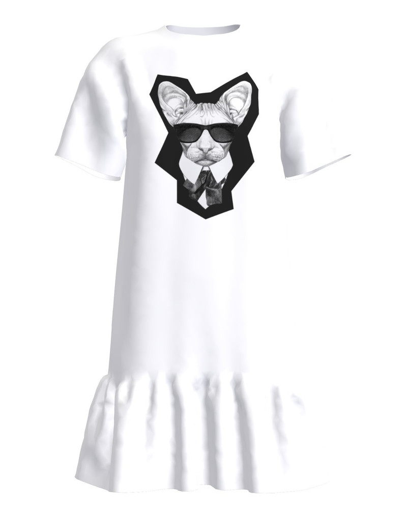 MAFFIA CAT FRILL DRESS WHITE