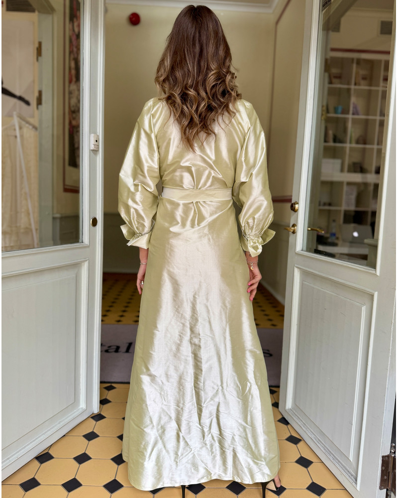 MOON MAXI SILK DRESS LIGHT GREEN