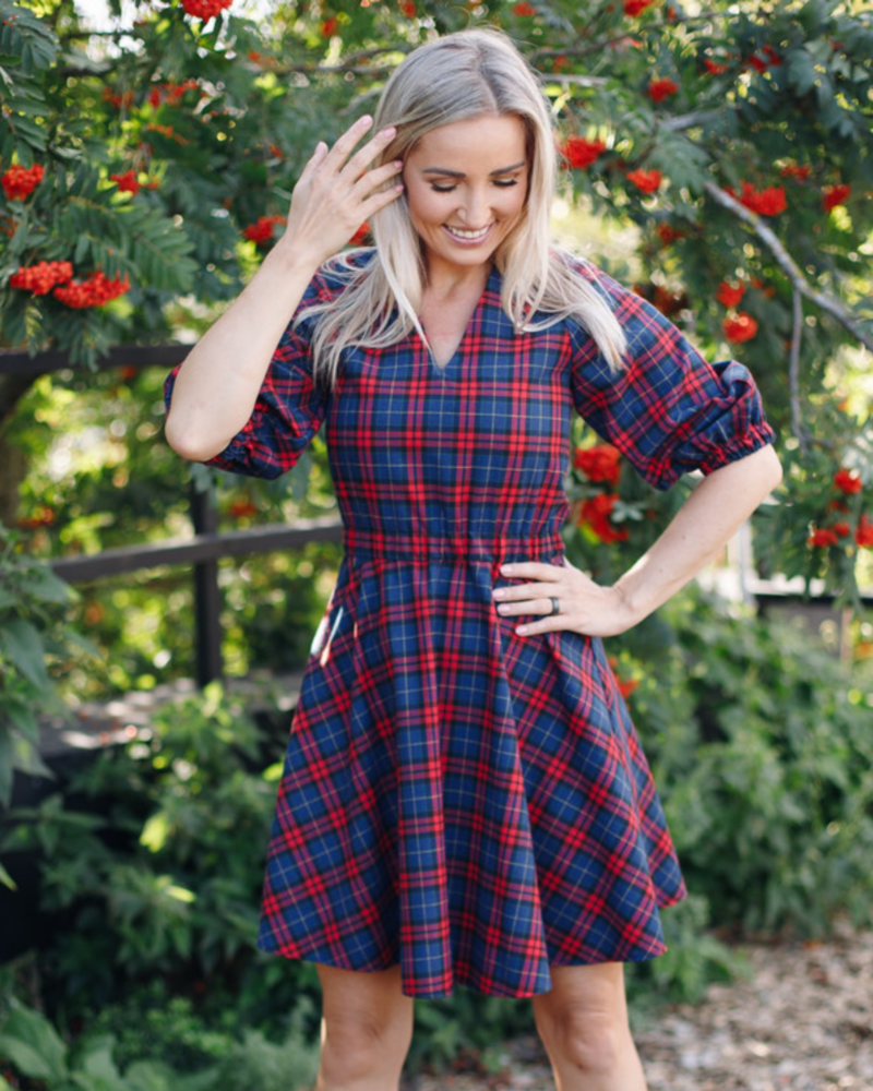 PUFF CIRCLE DRESS SQUARED RED