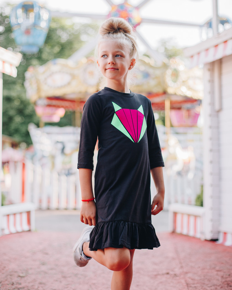 COLORFUL FOX KIDS DRESS BLACK