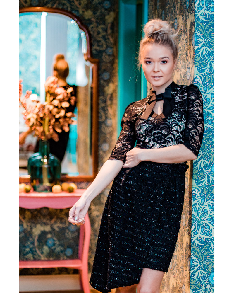 DOLLABLE SHIRT LACE BLACK