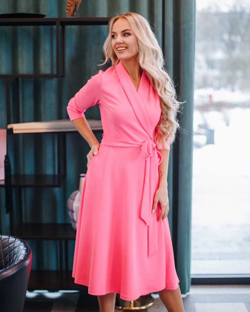 MOON MIDI DRESS NEON PINK