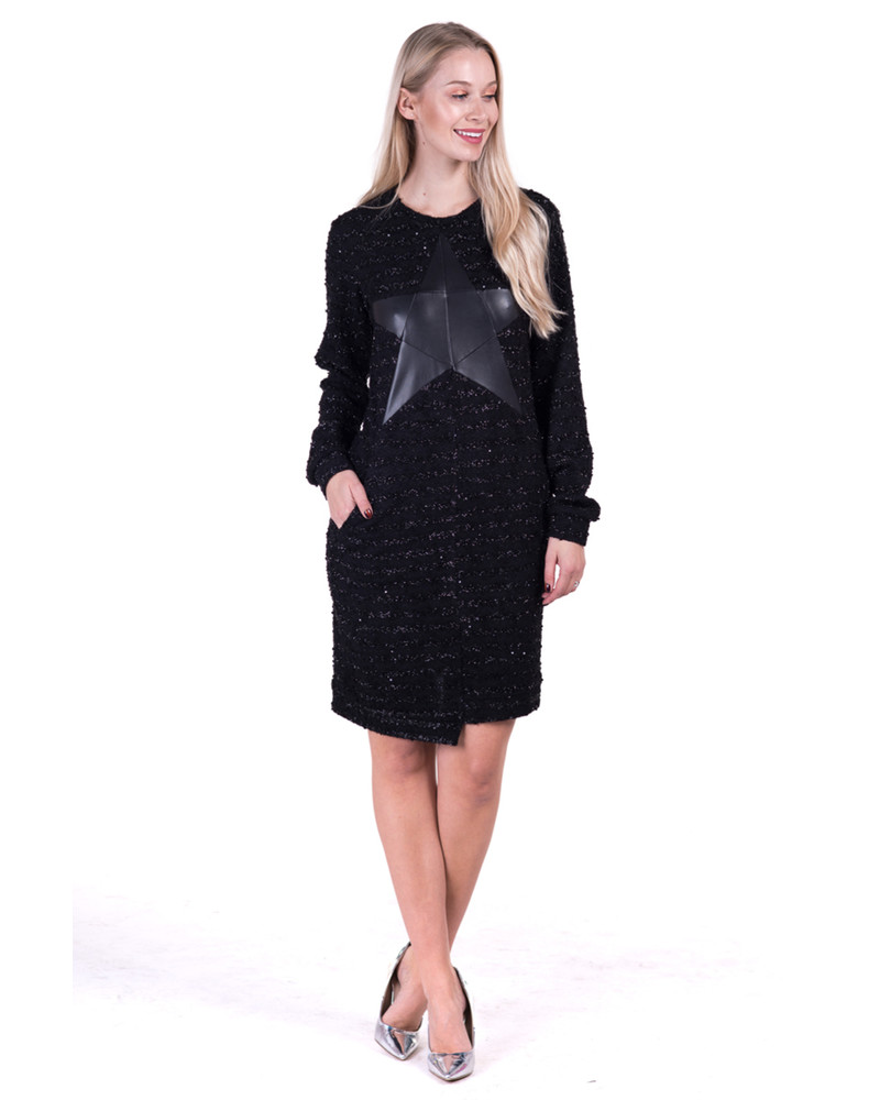 BLACK STAR COOL CUT KNIT DRESS
