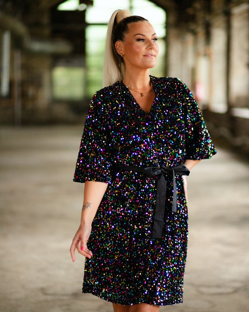 KIMONO DRESS SEQUIN COLORFUL