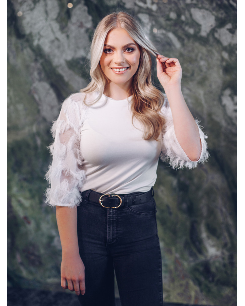 FRINGE RAGLAN SHIRT WHITE
