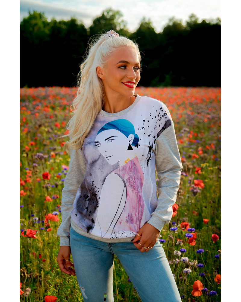 BLUE QUEEN OVERSIZE SWEATSHIRT GREY